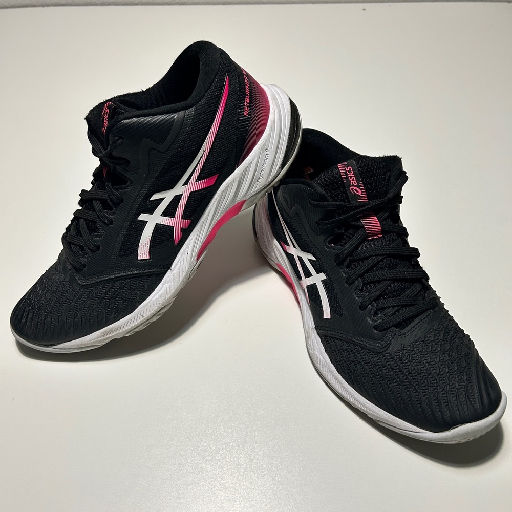 ASICS Netburner Ballistic FF Womens 9 Volleyball Shoes Black Pink 1052A070